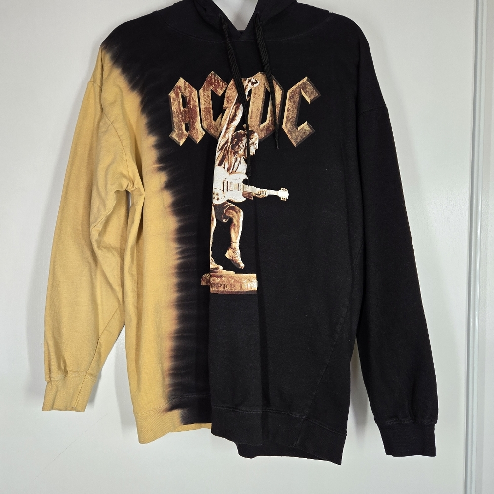 AC/DC Stiff Upper Lip Tie-Dye Acid Hoodie Sweatshirt‎ Pullover Adult Sz L Cotton